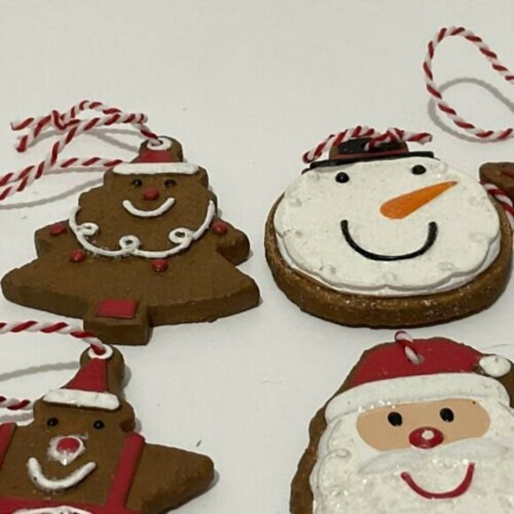 HALLMARK 6 GINGERBREAD Faux Cookie ORNAMENTS - Picture 5 of 7